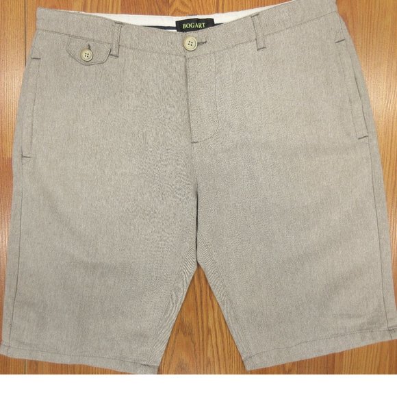 BOGART REGULAR FIT SHORTS 100% COTTON DARK KHAKI Sz 32 - Picture 1 of 4